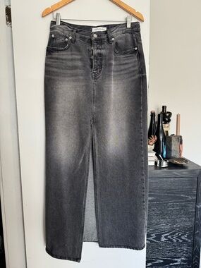 The Frankie Shop Black Washed Denim Maxi Skirt